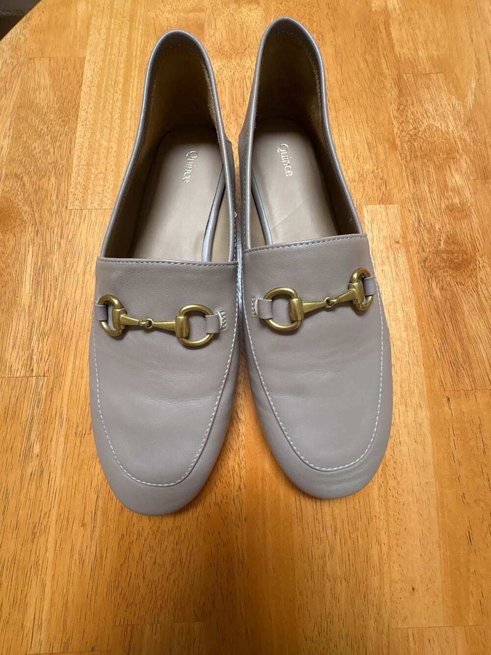 Quince Horsebit Loafers Gray Leather Flats